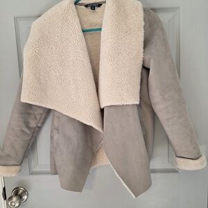 LAUREN Ralph Lauren Faux Suede Shearling Jacket Grey (XXS) Woman
